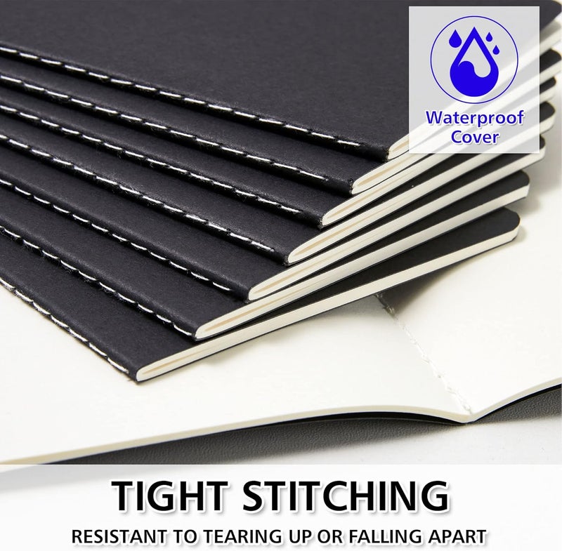 Feela 170 Pack Blank Kraft Notebooks, Unlined Sketchbook Mini Cute Note Pad for Drawing Writing, Journal Bulk For Kids Students Office School Supplies, A6, 48 Pages, 4.25” X 5.5”, Black - Image 4